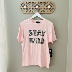 Wildfox 'Stay Wild' Leopard Print Tee Shirt Sz Medium